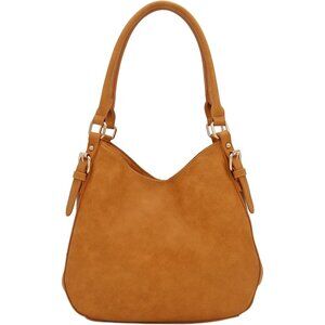 Women's Lightweight Top Handles Zipper Closure Leather Medium Hobo Yellow Bag